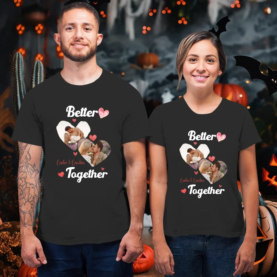 Better Together Valentine With Hearts Decor - Personalized Gifts For Couples - Unisex T-Shirt