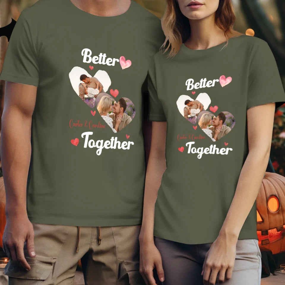 Better Together Valentine With Hearts Decor - Personalized Gifts For Couples - Unisex T-Shirt