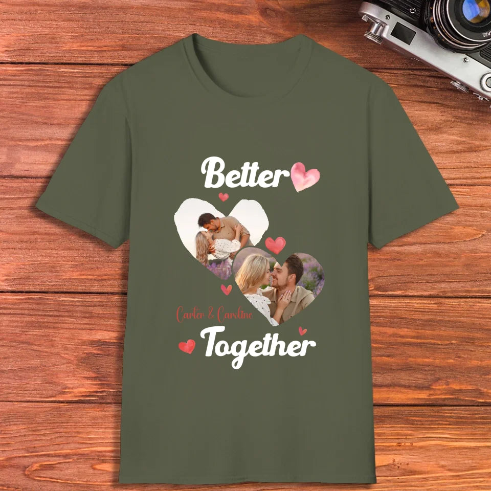 Better Together Valentine With Hearts Decor - Personalized Gifts For Couples - Unisex T-Shirt