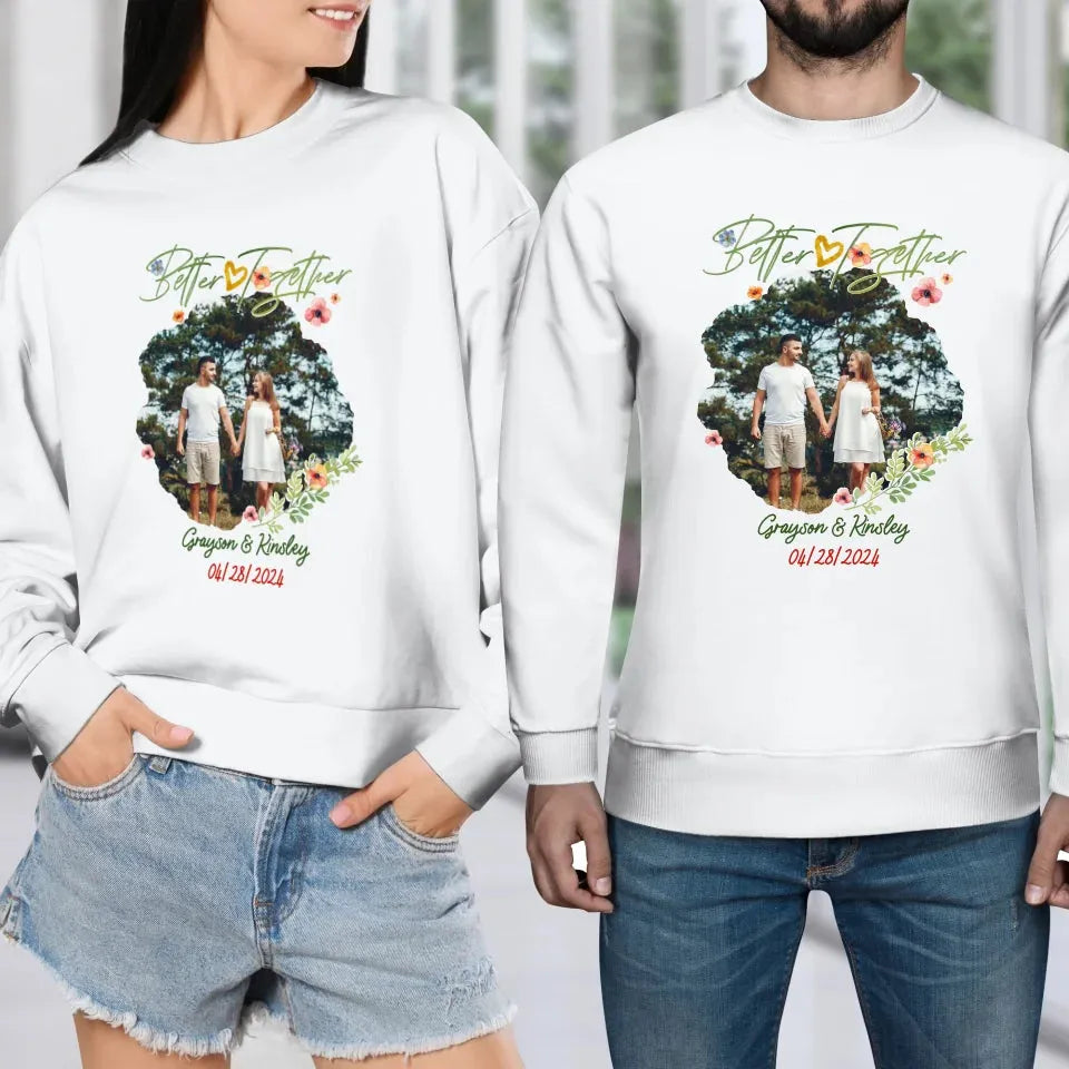 Better Together Valentine With Heart Decor - Personalized Gifts For Couples - Unisex Sweater