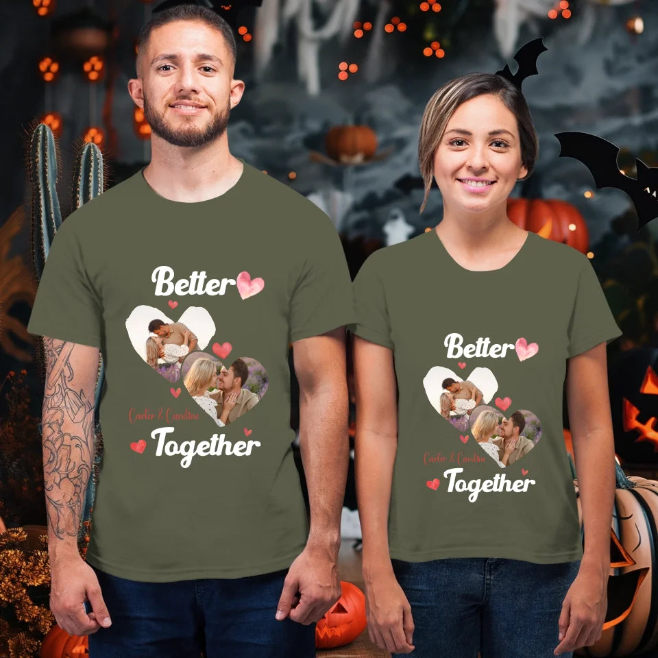 Better Together Valentine With Hearts Decor - Personalized Gifts For Couples - Unisex T-Shirt