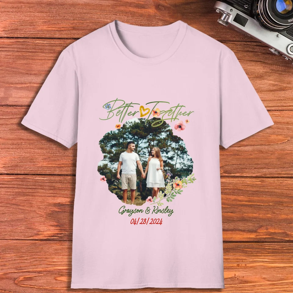 Better Together Valentine With Heart Decor - Personalized Gifts For Couples - Unisex T-Shirt