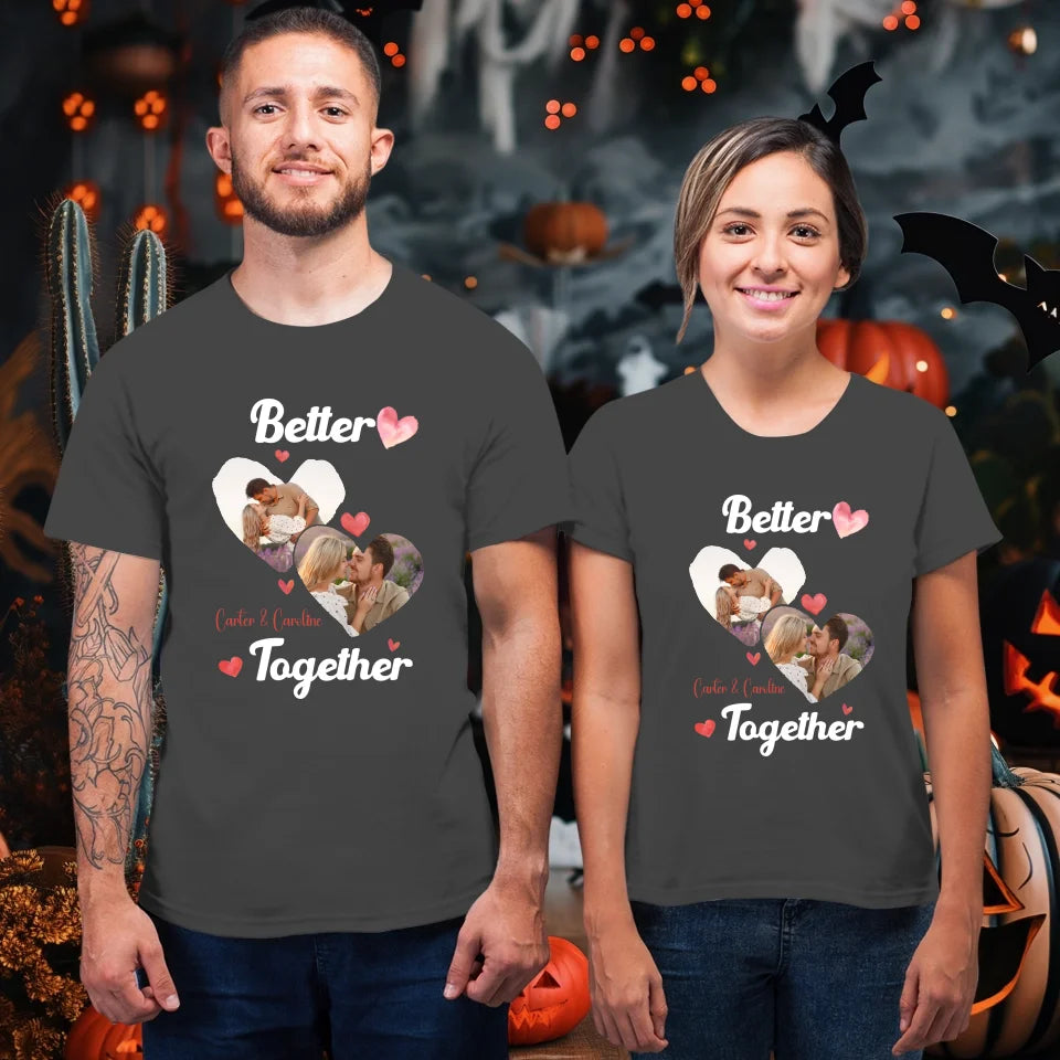 Better Together Valentine With Hearts Decor - Personalized Gifts For Couples - Unisex T-Shirt