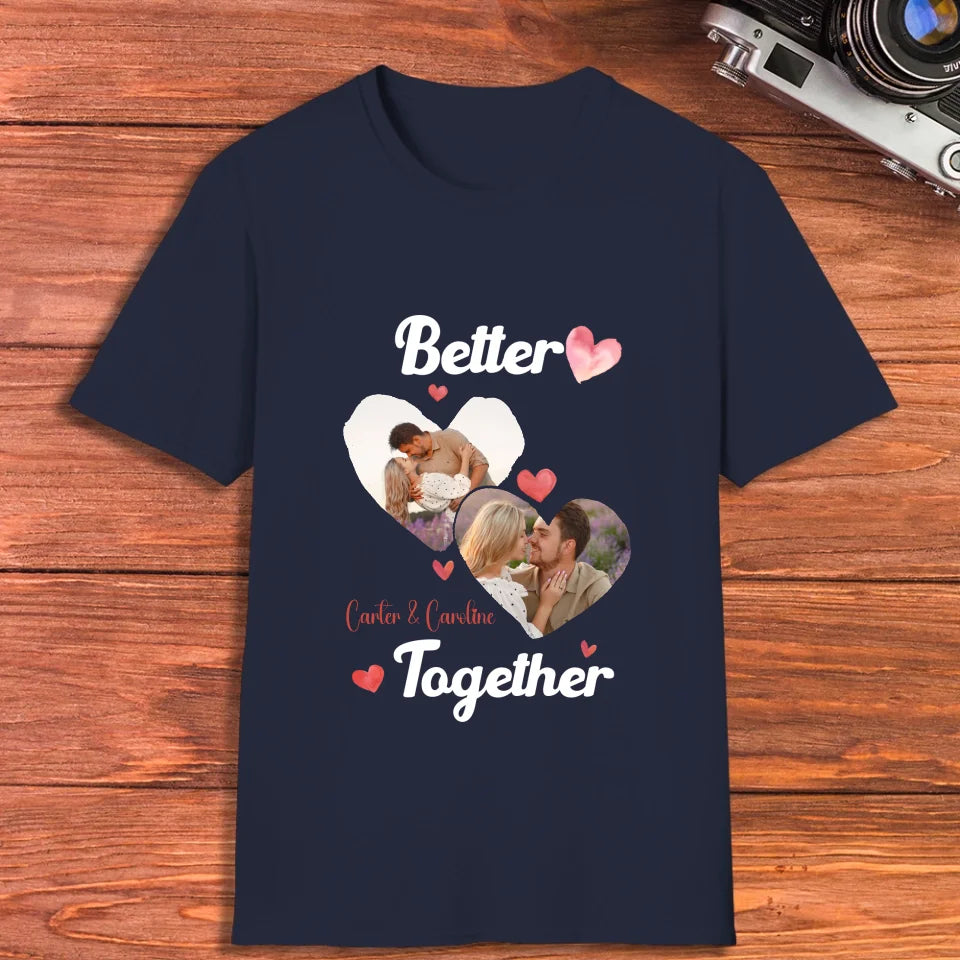 Better Together Valentine With Hearts Decor - Personalized Gifts For Couples - Unisex T-Shirt