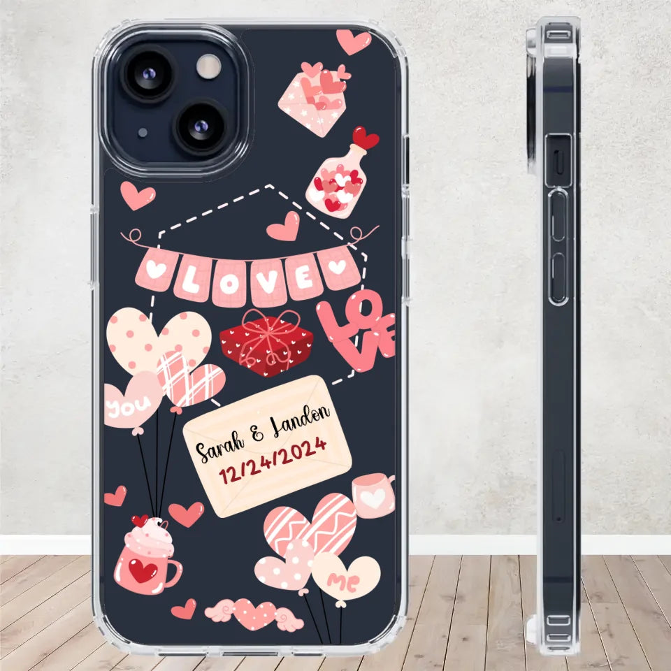 Valentine With Pinky Stuff - Personalized Gifts For Couples - Clear Phone Case