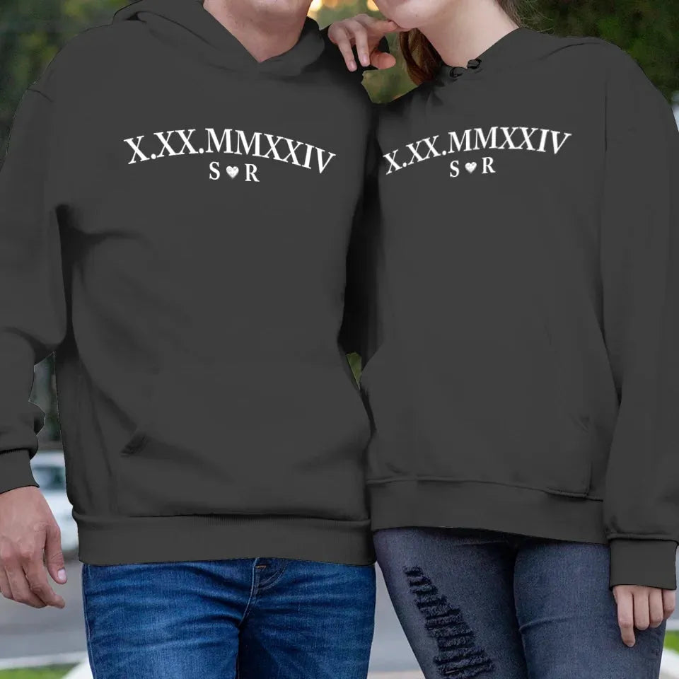 Commemorate Your Love With Roman Numerals, A Timeless Gesture - Personalized Gifts For Couple - Unisex Hoodie