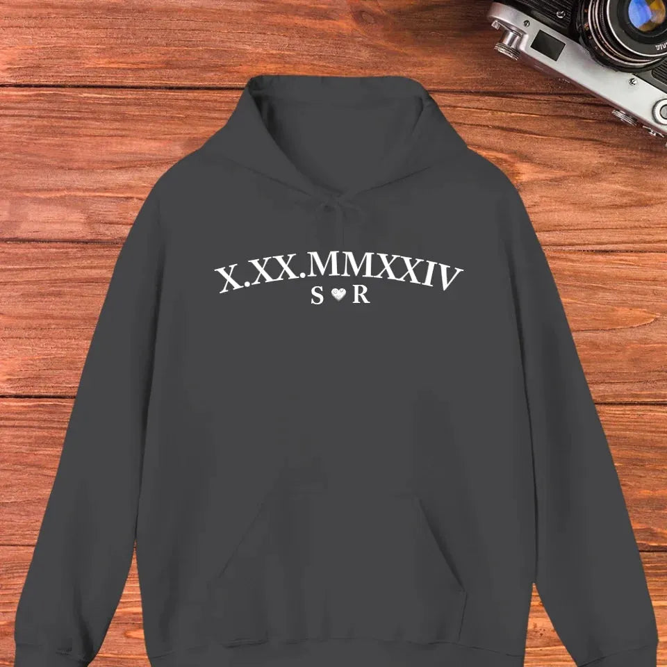 Commemorate Your Love With Roman Numerals, A Timeless Gesture - Personalized Gifts For Couple - Unisex Hoodie