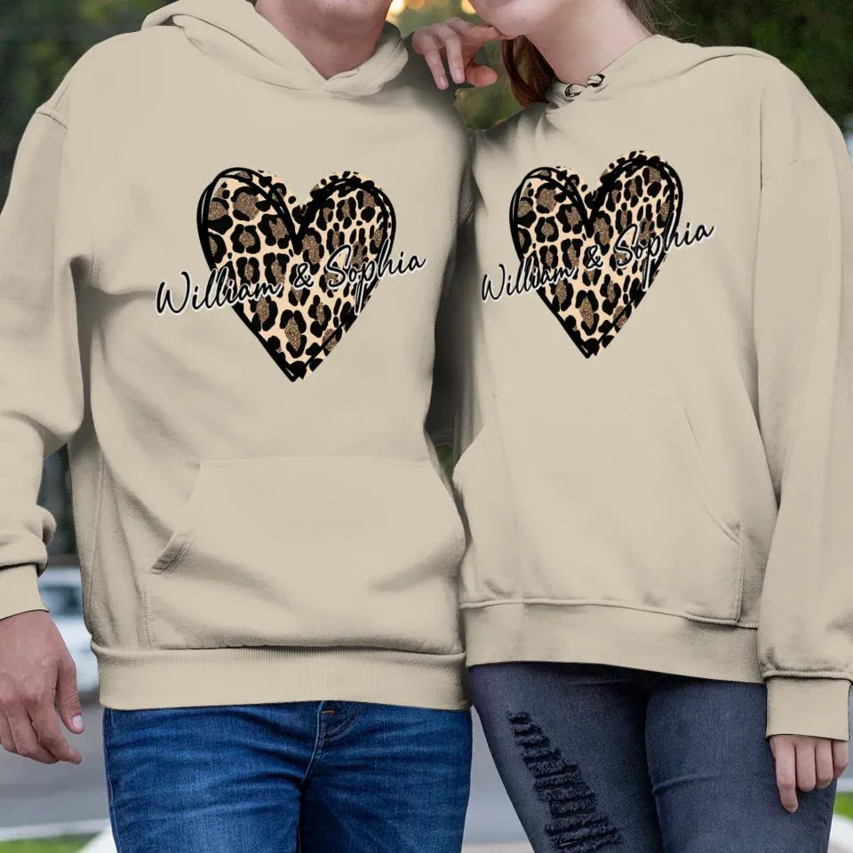 Heart Leopard, A Passionate Love For The Majestic & Powerful - Personalized Gifts For Couple - Unisex Hoodie