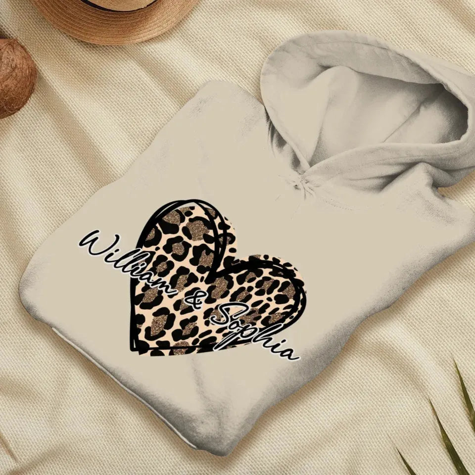 Heart Leopard, A Passionate Love For The Majestic & Powerful - Personalized Gifts For Couple - Unisex Hoodie