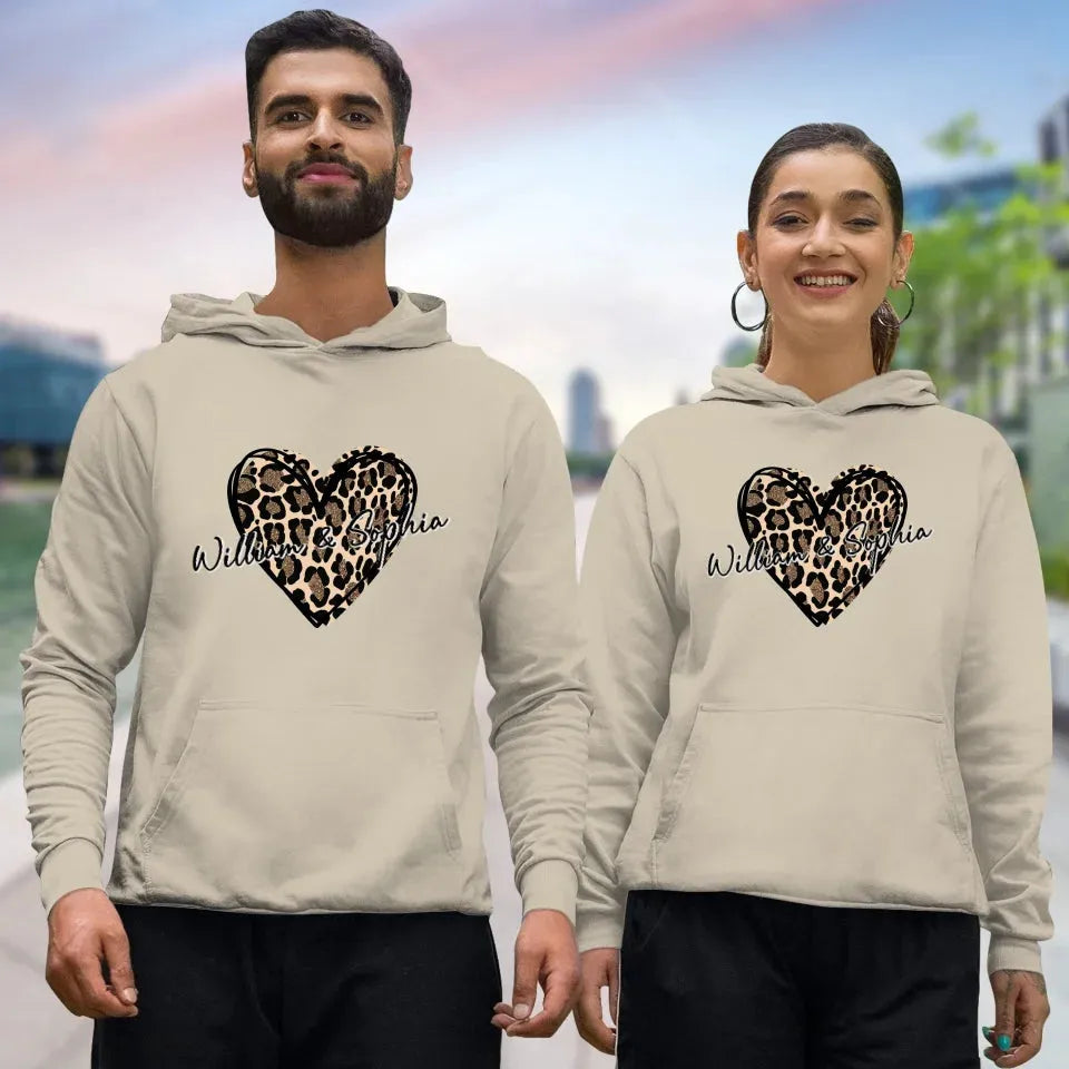 Heart Leopard, A Passionate Love For The Majestic & Powerful - Personalized Gifts For Couple - Unisex Hoodie