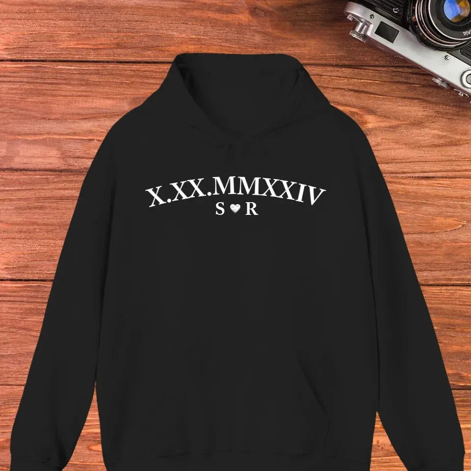 Commemorate Your Love With Roman Numerals, A Timeless Gesture - Personalized Gifts For Couple - Unisex Hoodie