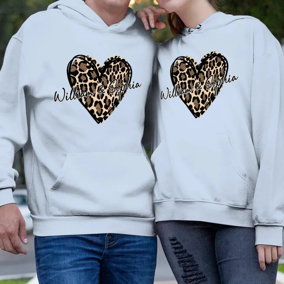 Heart Leopard, A Passionate Love For The Majestic & Powerful - Personalized Gifts For Couple - Unisex Hoodie