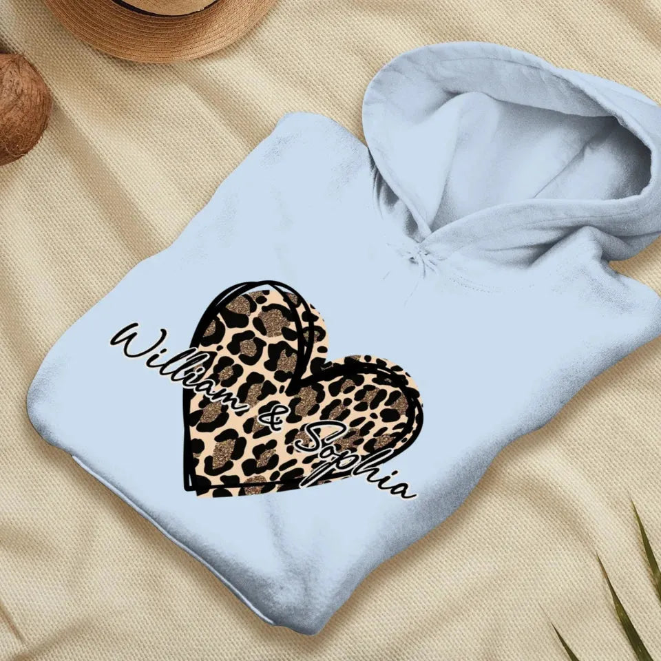 Heart Leopard, A Passionate Love For The Majestic & Powerful - Personalized Gifts For Couple - Unisex Hoodie