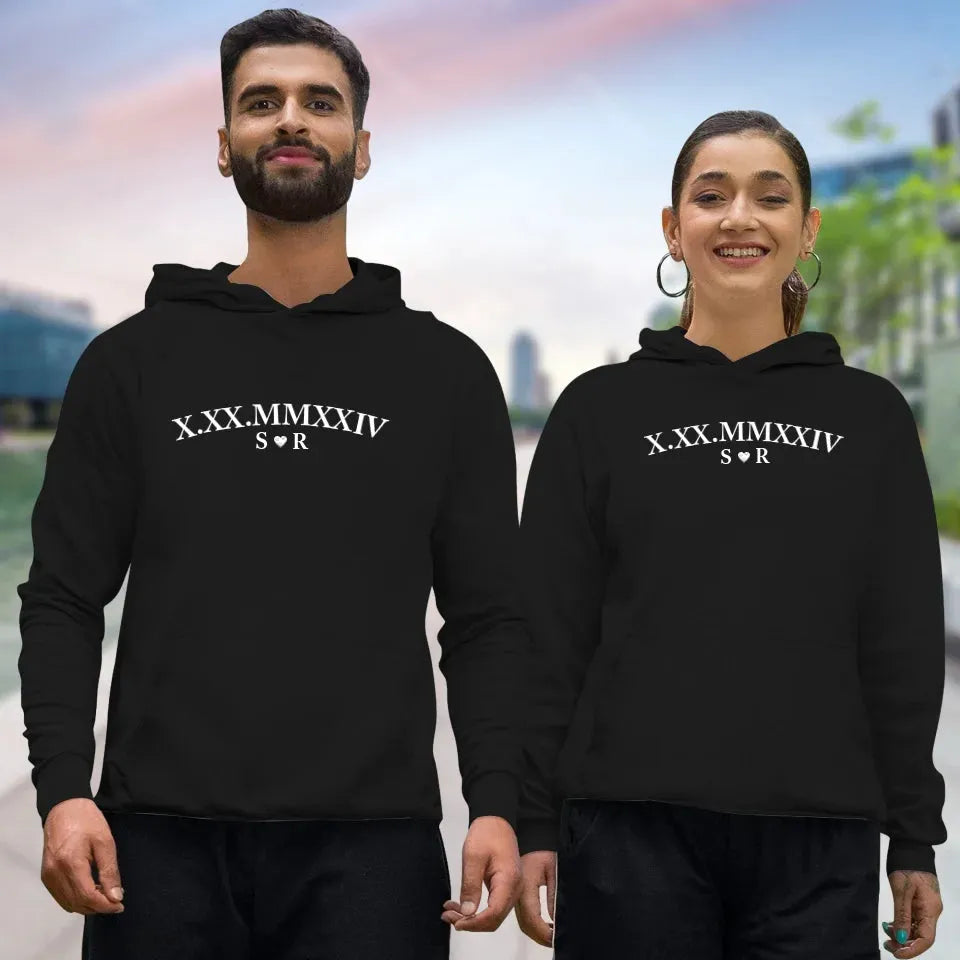 Commemorate Your Love With Roman Numerals, A Timeless Gesture - Personalized Gifts For Couple - Unisex Hoodie