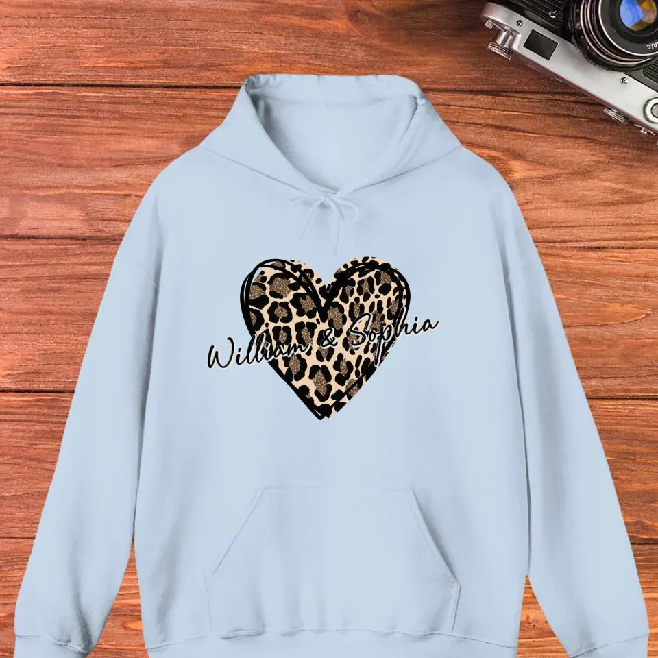 Heart Leopard, A Passionate Love For The Majestic & Powerful - Personalized Gifts For Couple - Unisex Hoodie