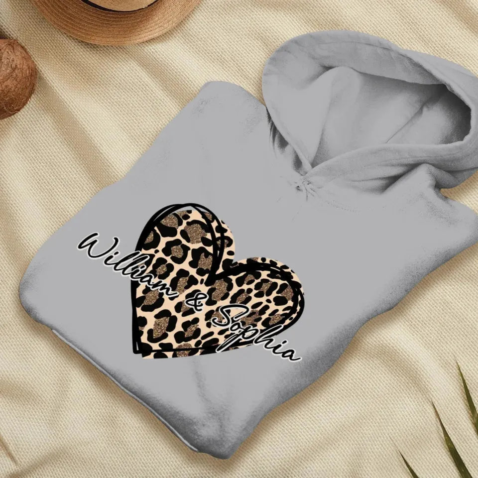 Heart Leopard, A Passionate Love For The Majestic & Powerful - Personalized Gifts For Couple - Unisex Hoodie