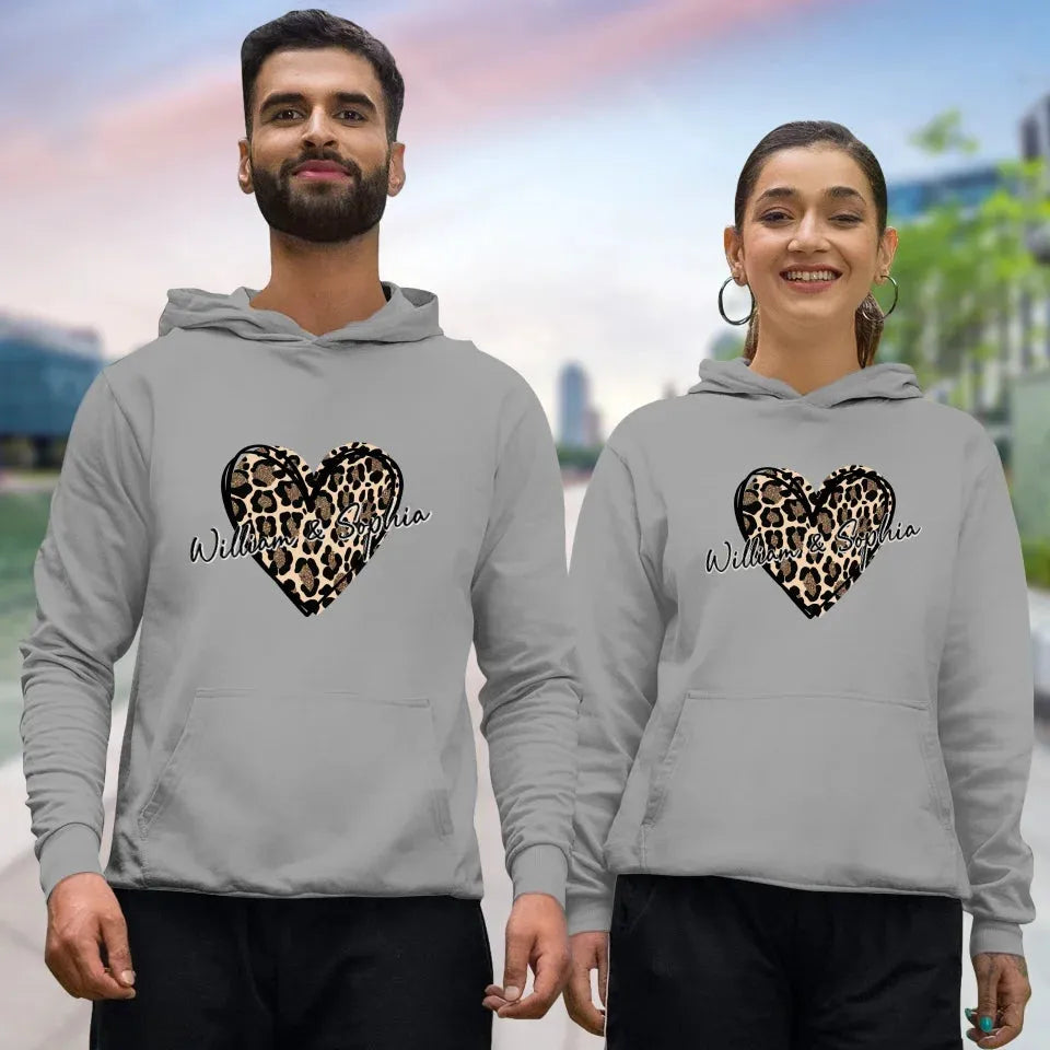 Heart Leopard, A Passionate Love For The Majestic & Powerful - Personalized Gifts For Couple - Unisex Hoodie