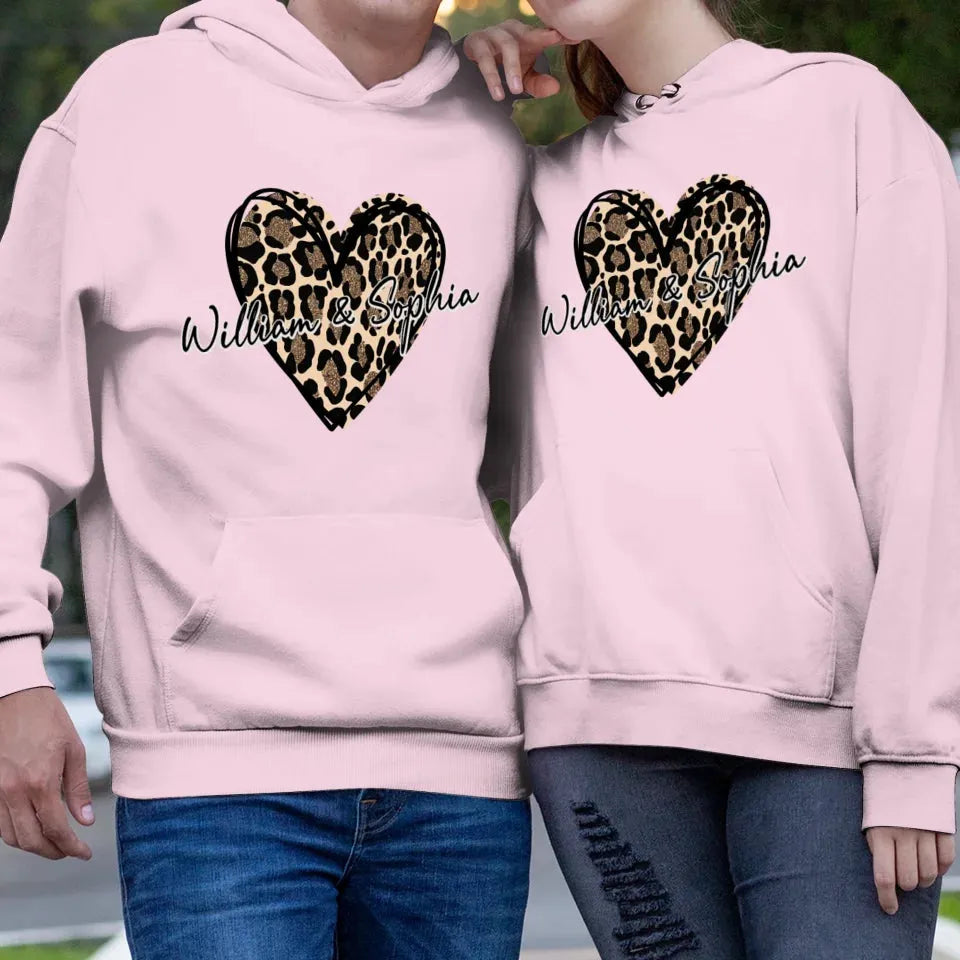 Heart Leopard, A Passionate Love For The Majestic & Powerful - Personalized Gifts For Couple - Unisex Hoodie