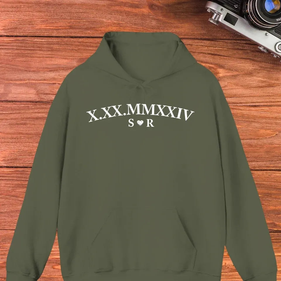 Commemorate Your Love With Roman Numerals, A Timeless Gesture - Personalized Gifts For Couple - Unisex Hoodie