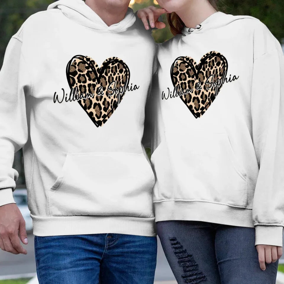 Heart Leopard, A Passionate Love For The Majestic & Powerful - Personalized Gifts For Couple - Unisex Hoodie