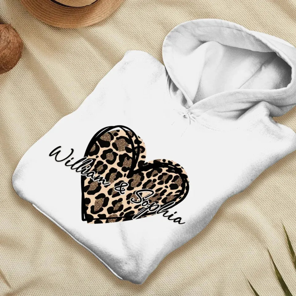 Heart Leopard, A Passionate Love For The Majestic & Powerful - Personalized Gifts For Couple - Unisex Hoodie