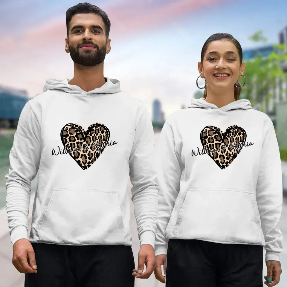 Heart Leopard, A Passionate Love For The Majestic & Powerful - Personalized Gifts For Couple - Unisex Hoodie