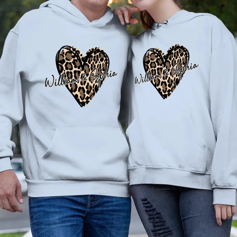 Heart Leopard, A Passionate Love For The Majestic & Powerful - Personalized Gifts For Couple - Unisex Hoodie