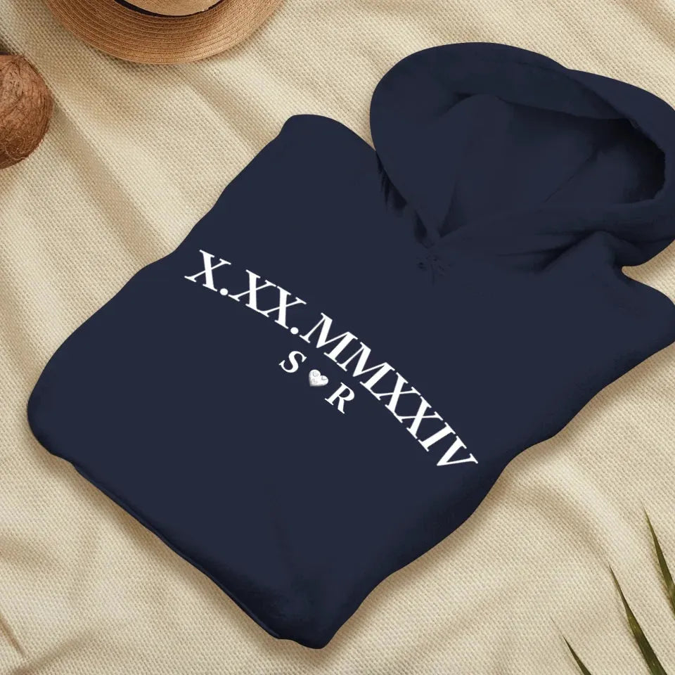 Commemorate Your Love With Roman Numerals, A Timeless Gesture - Personalized Gifts For Couple - Unisex Hoodie