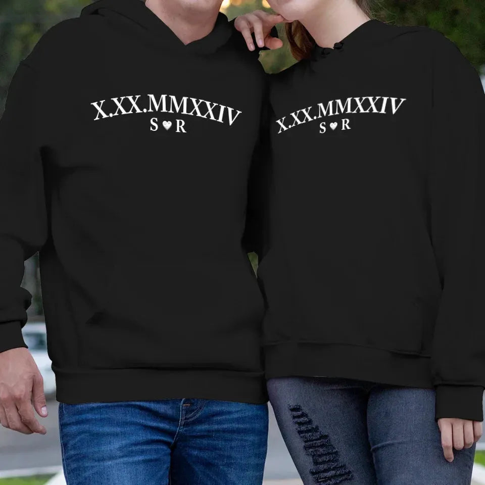 Commemorate Your Love With Roman Numerals, A Timeless Gesture - Personalized Gifts For Couple - Unisex Hoodie