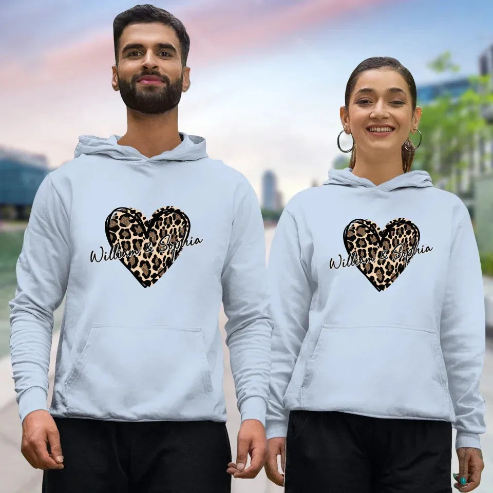 Heart Leopard, A Passionate Love For The Majestic & Powerful - Personalized Gifts For Couple - Unisex Hoodie