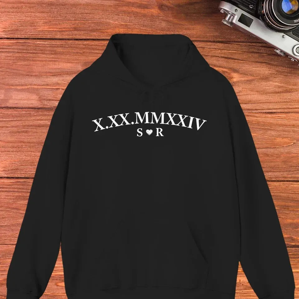 Commemorate Your Love With Roman Numerals, A Timeless Gesture - Personalized Gifts For Couple - Unisex Hoodie