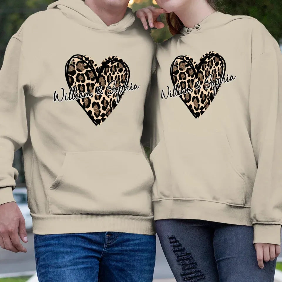 Heart Leopard, A Passionate Love For The Majestic & Powerful - Personalized Gifts For Couple - Unisex Hoodie