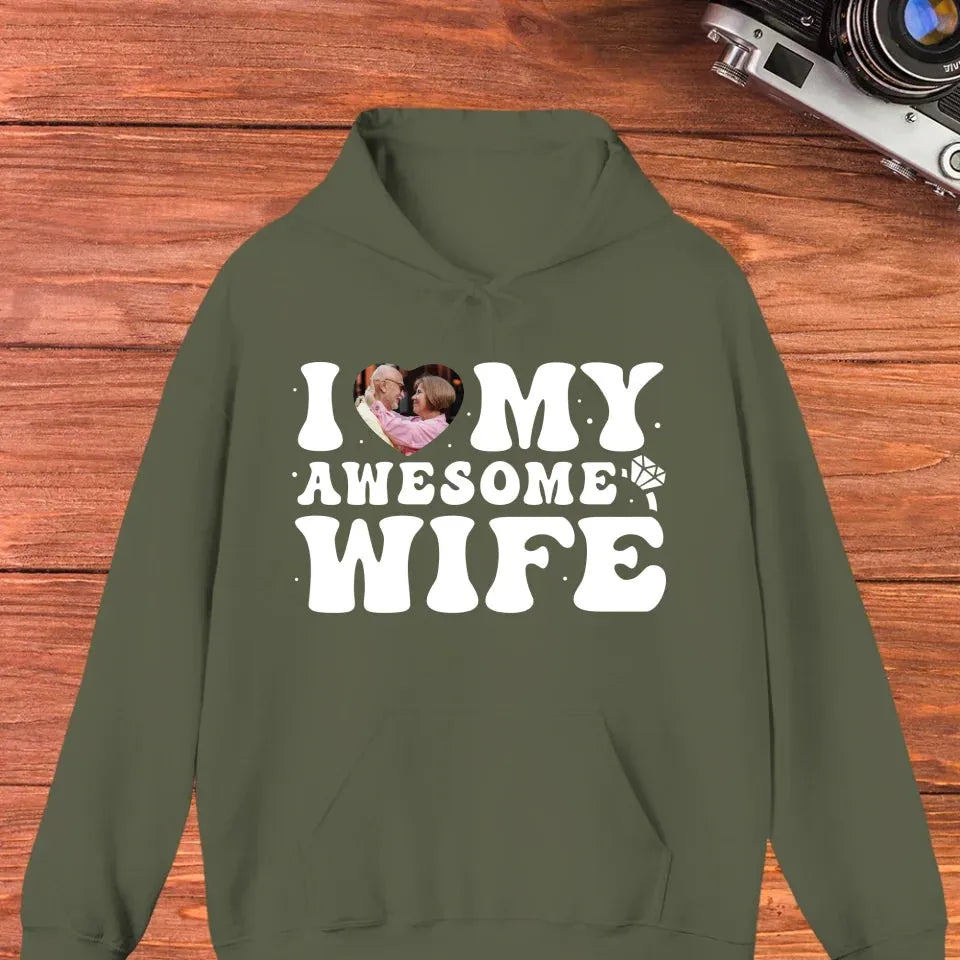 I Heart My Awesome Husband - Love You Forever - Personalized Gifts For Couple - Unisex Hoodie