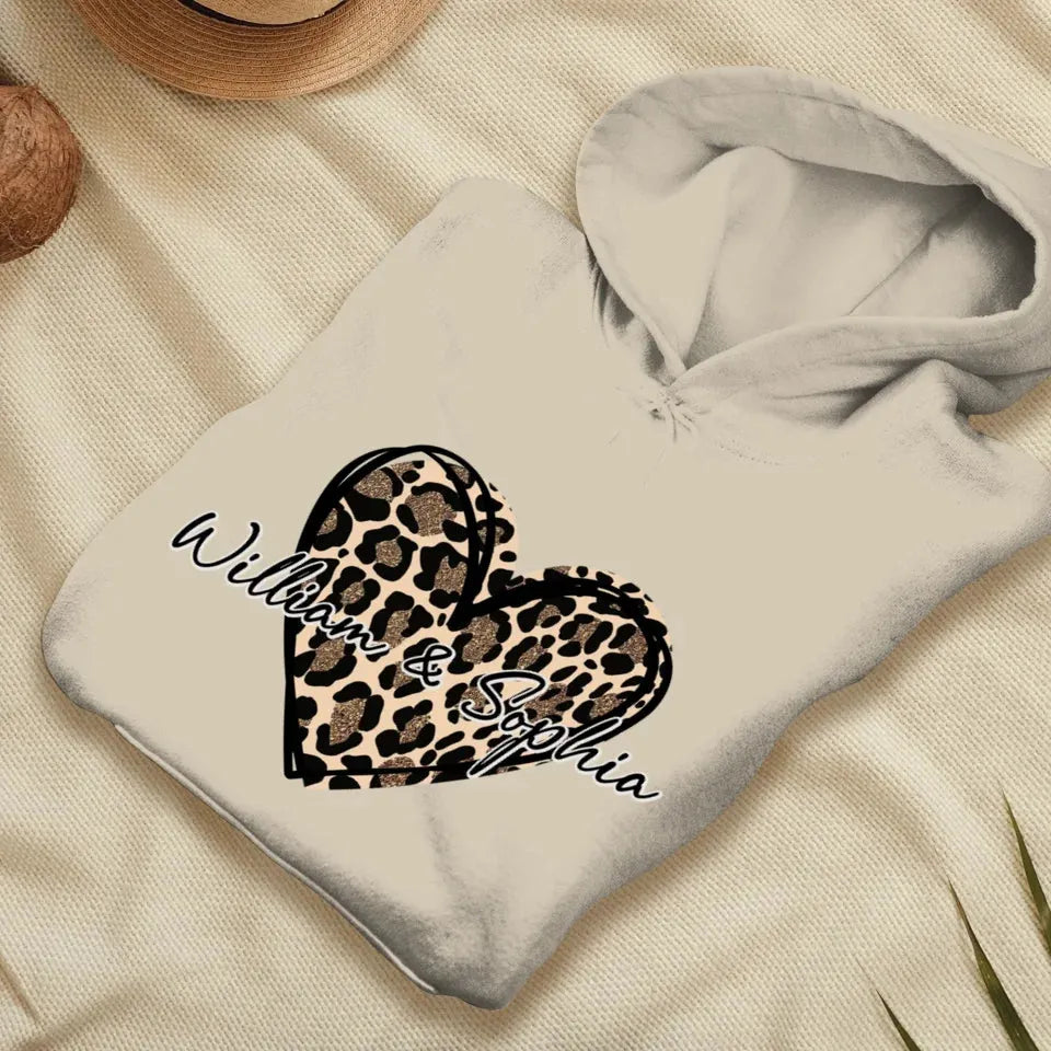 Heart Leopard, A Passionate Love For The Majestic & Powerful - Personalized Gifts For Couple - Unisex Hoodie