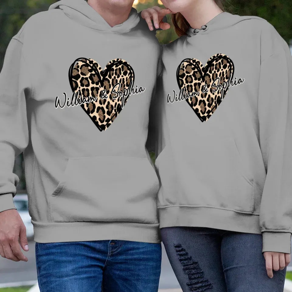 Heart Leopard, A Passionate Love For The Majestic & Powerful - Personalized Gifts For Couple - Unisex Hoodie