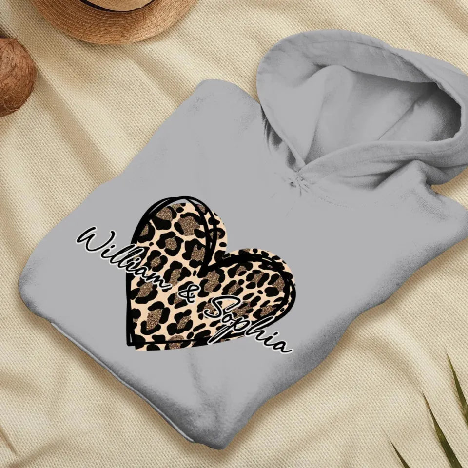 Heart Leopard, A Passionate Love For The Majestic & Powerful - Personalized Gifts For Couple - Unisex Hoodie