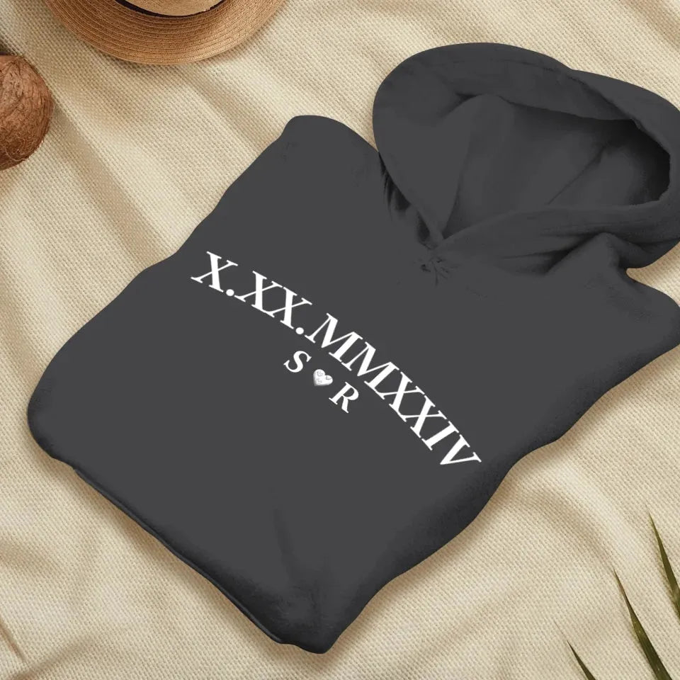 Commemorate Your Love With Roman Numerals, A Timeless Gesture - Personalized Gifts For Couple - Unisex Hoodie