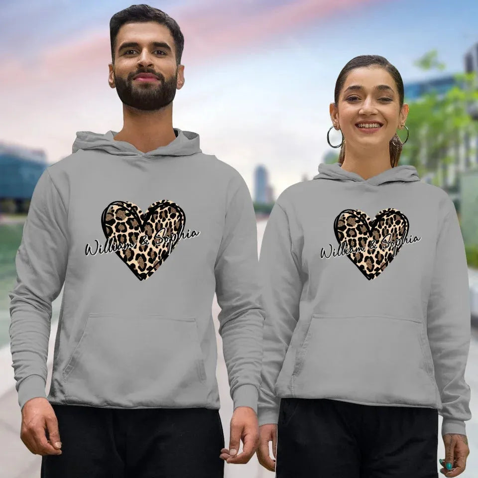 Heart Leopard, A Passionate Love For The Majestic & Powerful - Personalized Gifts For Couple - Unisex Hoodie