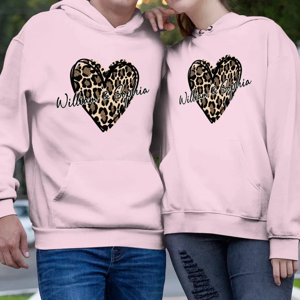 Heart Leopard, A Passionate Love For The Majestic & Powerful - Personalized Gifts For Couple - Unisex Hoodie