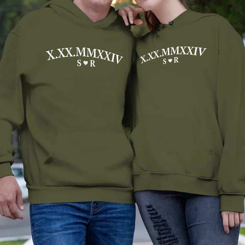 Commemorate Your Love With Roman Numerals, A Timeless Gesture - Personalized Gifts For Couple - Unisex Hoodie