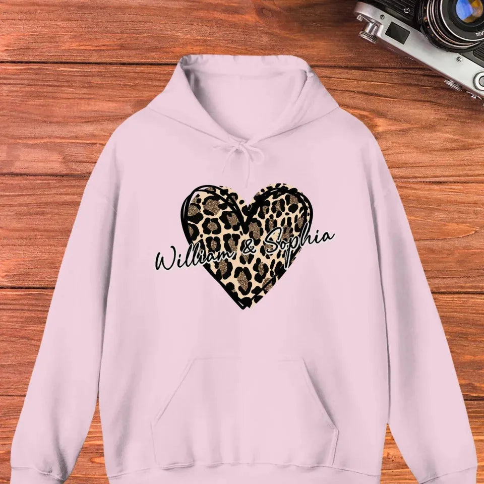 Heart Leopard, A Passionate Love For The Majestic & Powerful - Personalized Gifts For Couple - Unisex Hoodie