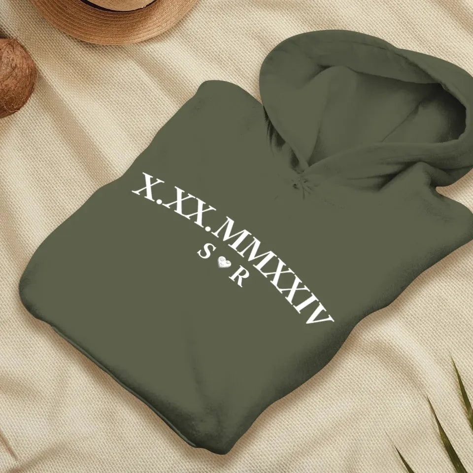 Commemorate Your Love With Roman Numerals, A Timeless Gesture - Personalized Gifts For Couple - Unisex Hoodie