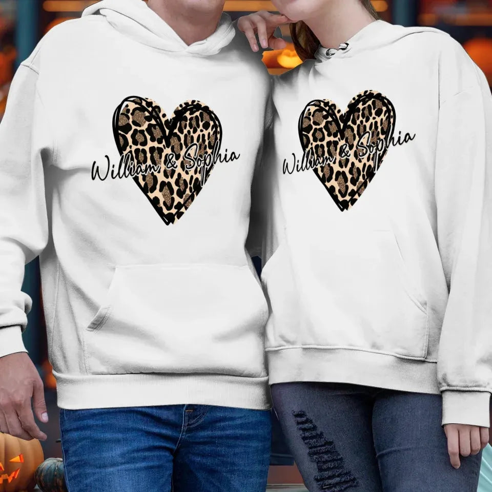 Heart Leopard, A Passionate Love For The Majestic & Powerful - Personalized Gifts For Couple - Unisex Hoodie