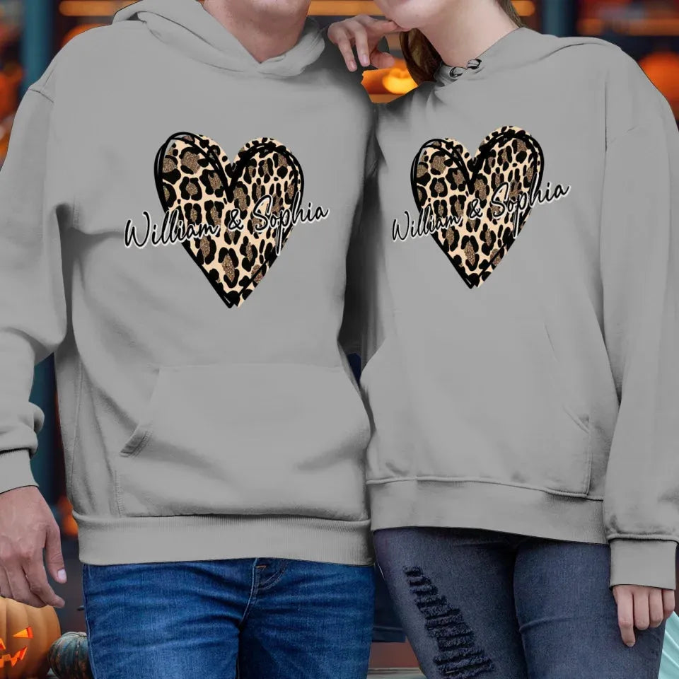 Heart Leopard, A Passionate Love For The Majestic & Powerful - Personalized Gifts For Couple - Unisex Hoodie