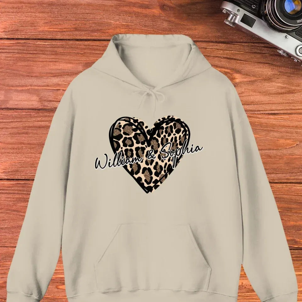 Heart Leopard, A Passionate Love For The Majestic & Powerful - Personalized Gifts For Couple - Unisex Hoodie