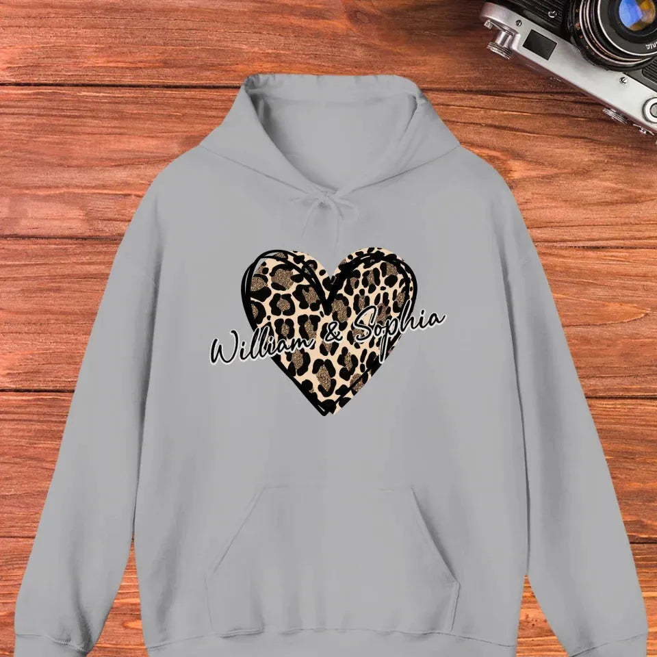 Heart Leopard, A Passionate Love For The Majestic & Powerful - Personalized Gifts For Couple - Unisex Hoodie