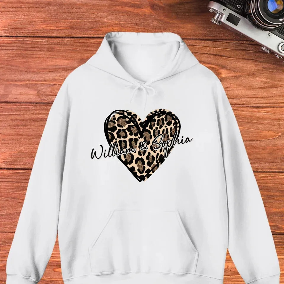 Heart Leopard, A Passionate Love For The Majestic & Powerful - Personalized Gifts For Couple - Unisex Hoodie