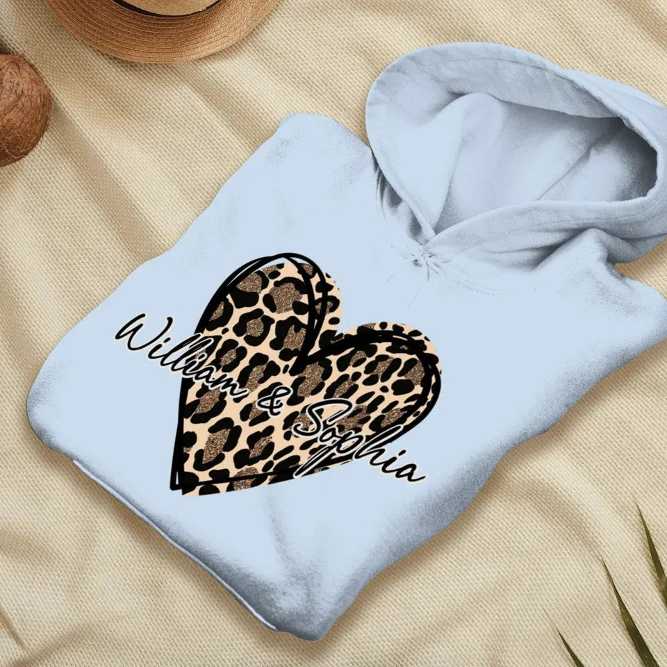 Heart Leopard, A Passionate Love For The Majestic & Powerful - Personalized Gifts For Couple - Unisex Hoodie