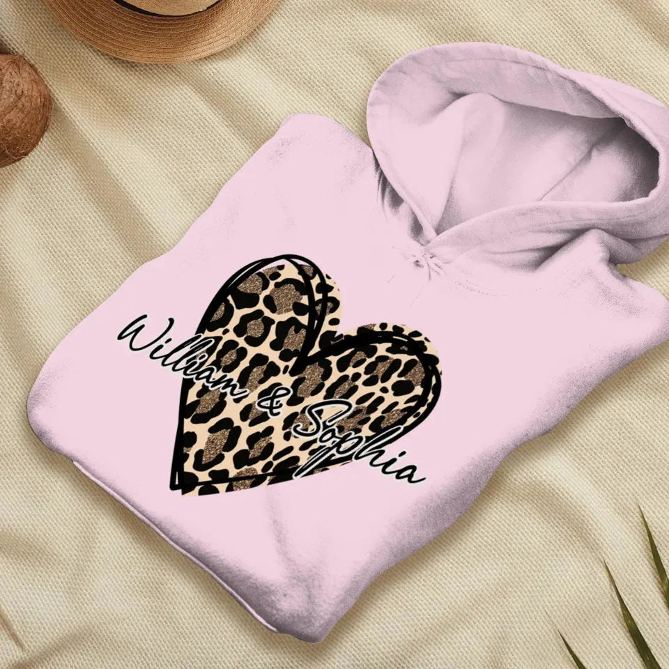 Heart Leopard, A Passionate Love For The Majestic & Powerful - Personalized Gifts For Couple - Unisex Hoodie