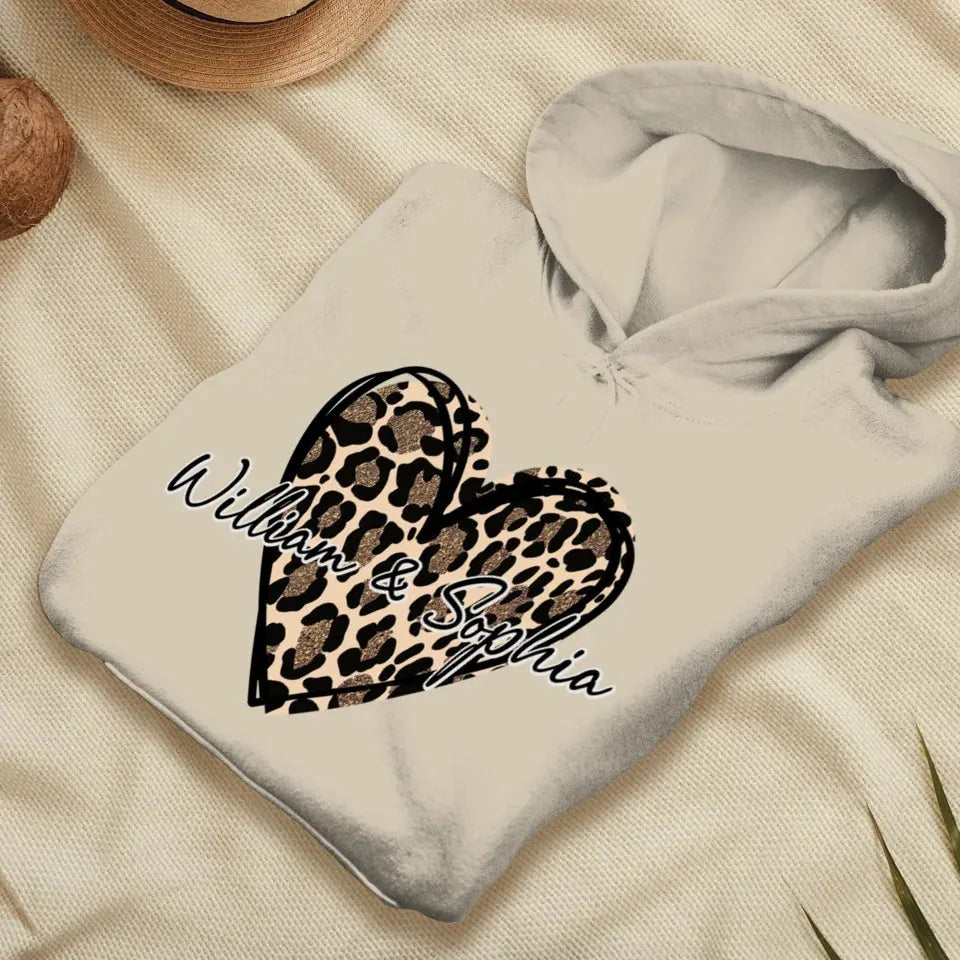 Heart Leopard, A Passionate Love For The Majestic & Powerful - Personalized Gifts For Couple - Unisex Hoodie